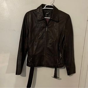 BLACK RIVET Leather Jacket - Brown // Small